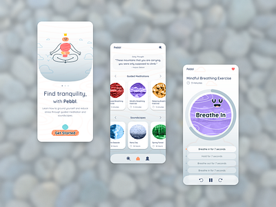 Meditation Mobile App app gray grey guided meditation mobile ui ux