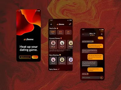 Dating Mobile App app dating flame love mobile red ui ux