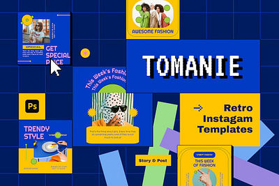 Tomanie Retro Instagram Template instagram instagram banner instagram post instagram post template instagram posts instagram posts template instagram stories instagram stories template instagram story instagram story template instagram template instagram templates social media social media banner social media pack social media templates socialmedia stories ui ux