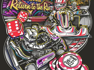 ROK Vegas Karting Tee automotive branding design graphic design illustration motorsport racing rendering vector