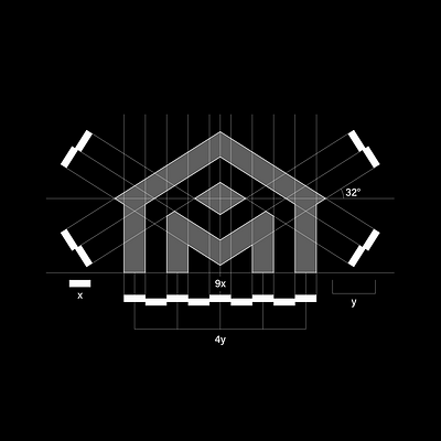 M + Home + Tiles (WIP) black white branding construction home icon logo m math minimalistic symbol tile vector