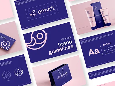 Emvrit - Beauty Logo & Brand Guidelines beauty beauty product beauty salon bird bird logo brand identity branding cosmetic logo design feminine golden ratio graphic design identity logo pink salon salon logo skincare spa wellness