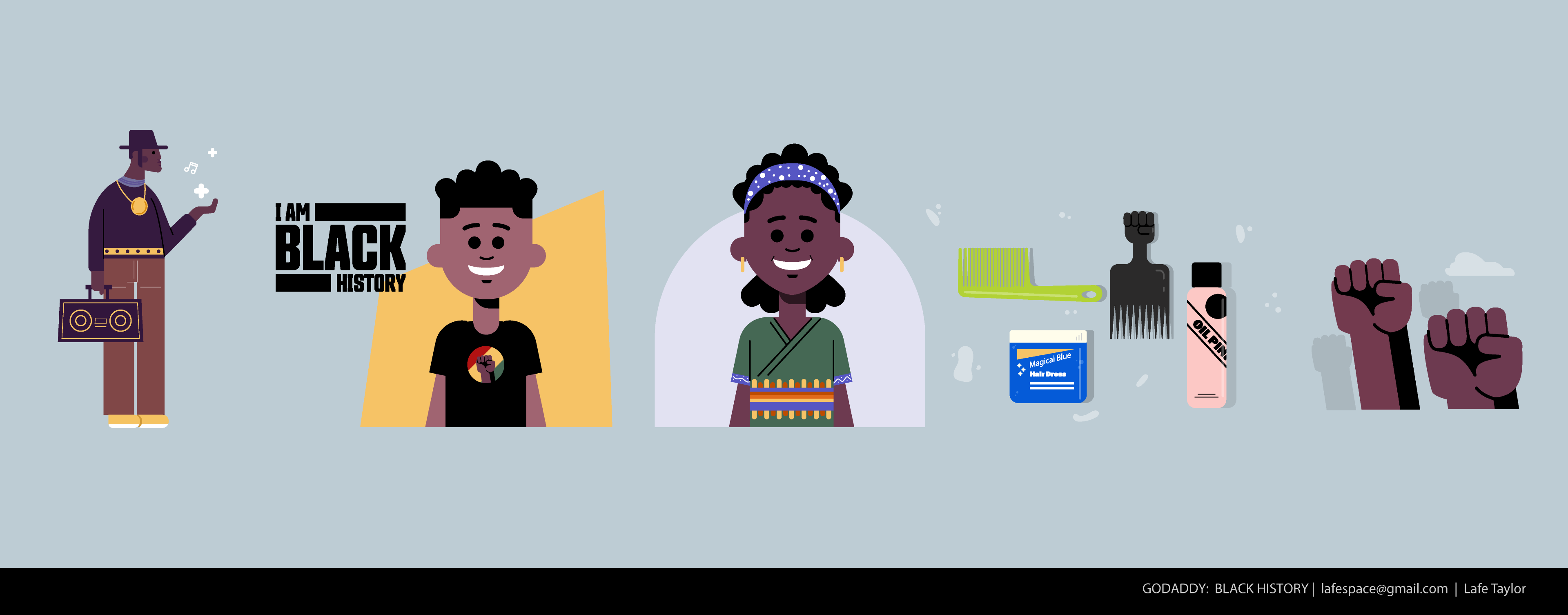Black History Designs for Godaddy.com black history character character design culture design flat illustration lafespaceart motion graphics vector