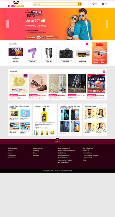 MeruBazar landing page Figma project branding graphic design ui