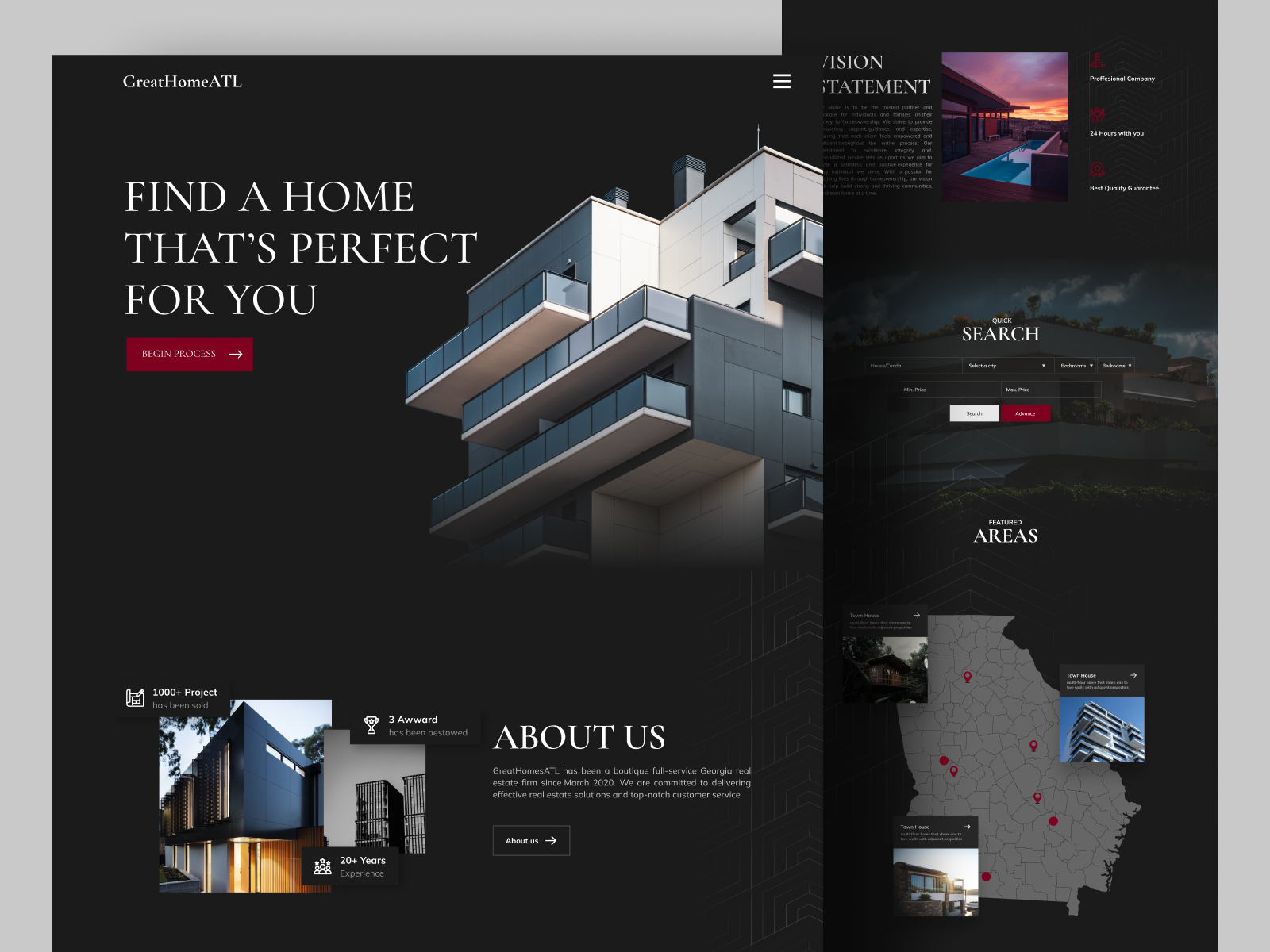 GreatHomesATL Real Estate Website Design abstract app branding design flat graphic design header hero section landing page real estate ui ui design ux vector web ui website ui