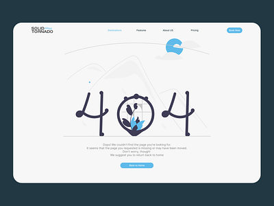 Day 008 — 404 Page Design | DailyUI Challenge 404 page dailyuichallenge design error 404 error page figma illustration solid tornado ui ui design uiux webpage website design