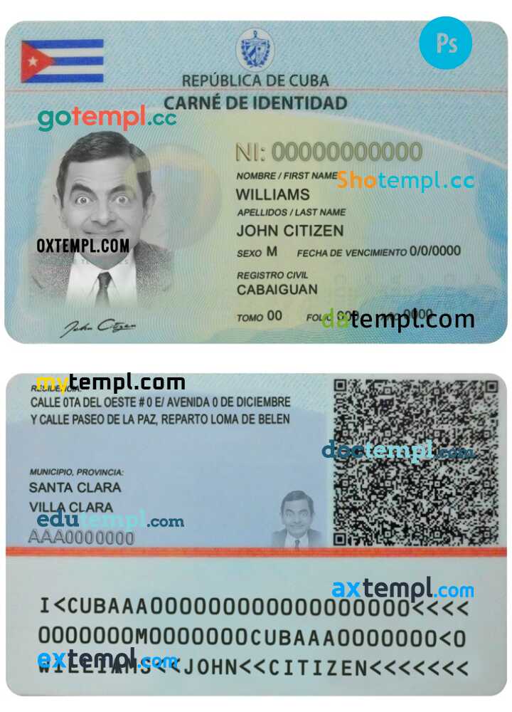 Cuba Identification Document Psd Card PSD Template Completely E By   Original 206f5ad8c217b751148661cc35b3b385 