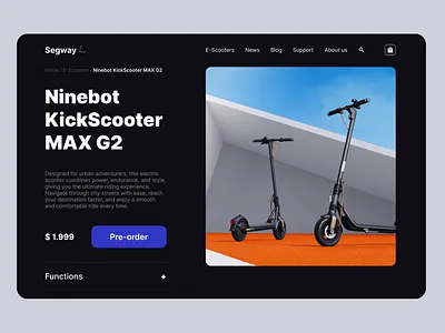 Ninebot E-Scooter Pre-order 075 75 branding challenge company webpage daily ui 075 dailyui dailyui075 design e commerce e scooter illustration mockup ninebot shop ui uiux website xiaomi