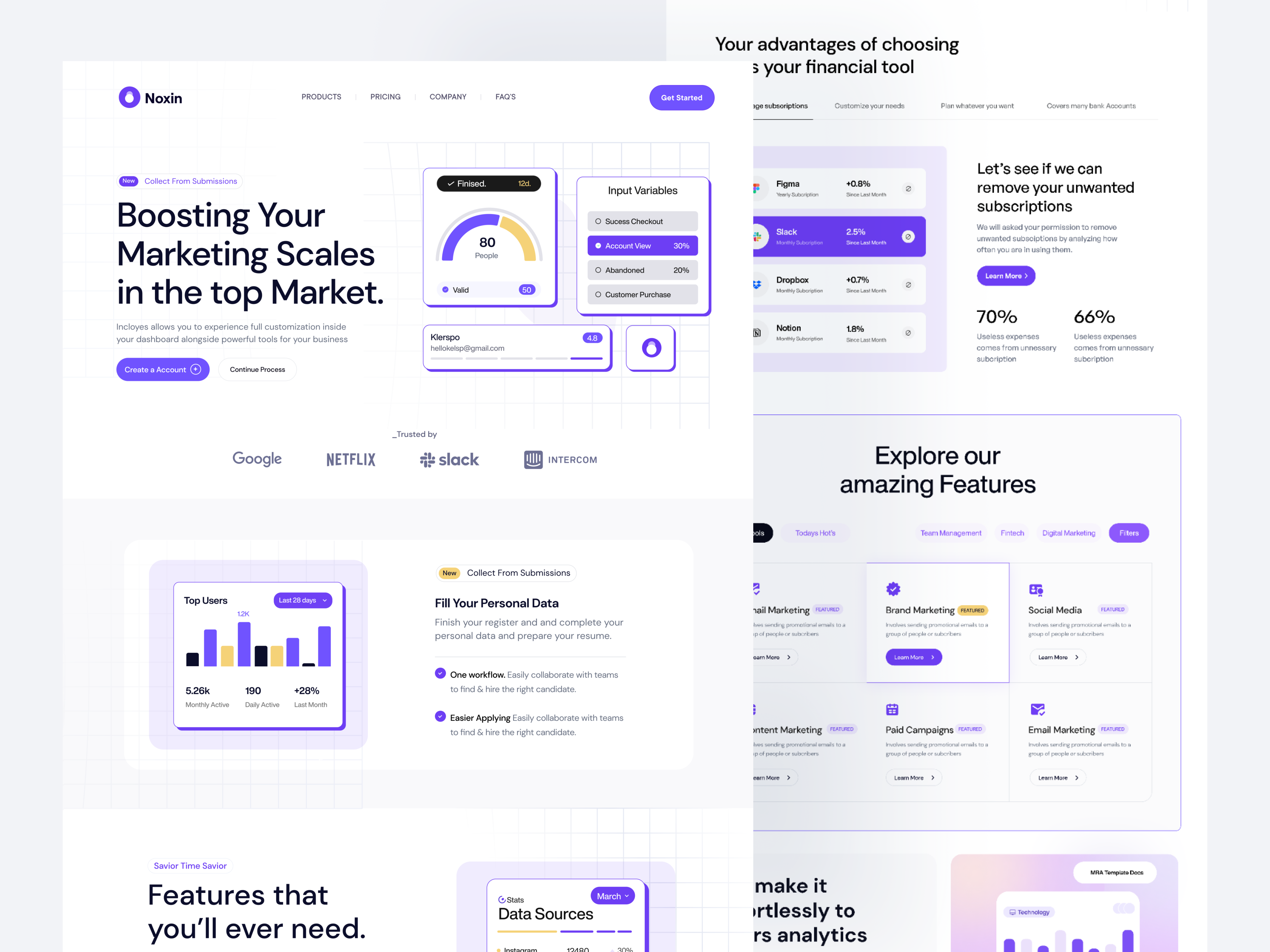 Noxin Saas Website Design landing page saas saas design saas landing saas landing page saas ui saas web saas websiten design web design website design
