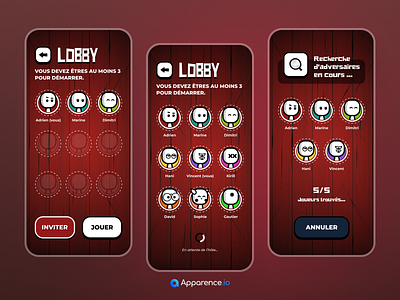 Limite Limite - Lobby app application avatar avatars board board game branding card card game design game gaming illustration invitation lobby logo mobile players product ui