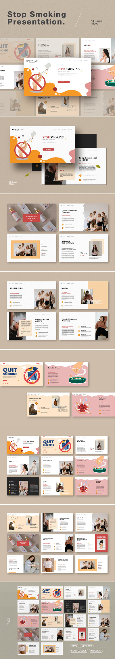 Stop Smoking Presentation Template canva metrics minimal minimalist business presentation opportunity risk