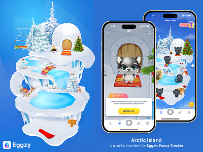 Winter Island Illustration for Eggzy Focus Tracker graphic design illustration mobile app tracker