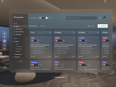 Project Management Tool - Spatial UI apple apple os apple spatial design ar augmented reality dashboard design product design project project management tool spatial spatial ui task typogtaphy ui ui design ux vr web app web design