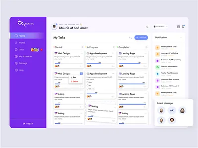 Managing Productivity Dashboard calendar view dashboard logo manage task managing productivity dashboard managing task notification productivity dashboard schedule management scheduling dashboard task task dashboard ui user progress user schedule ux
