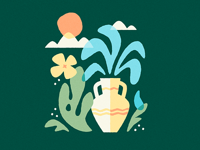 Water doodle grow illustration plants vase water