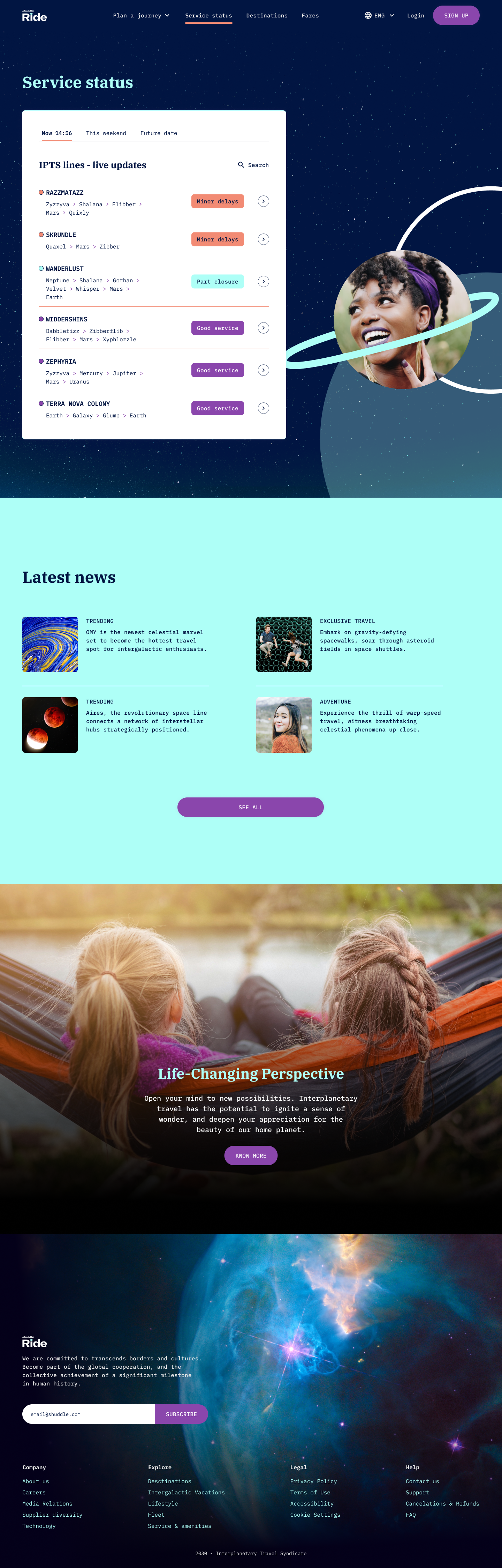 Shuddle Ride hompeage