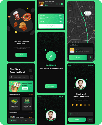 Food finder: A food ordering app app design food graphic design green mobile app ui ux
