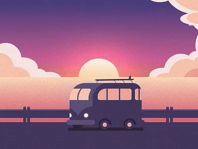 Modicum Summer Dribbble project 2d 3d animation beach branding car colour driving gif graphic design illustration logo motion graphics summer sunset