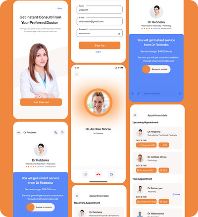 Odoctor: Appointment making app appointment branding design doctor graphic design light theme minimal ui ux
