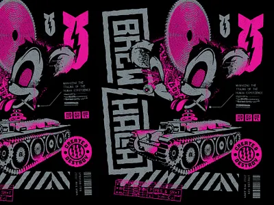 Managing the Trauma bomb brewhalla cartoon comic create destroy grunge illustration lightning bolt logo north dakota tank weird