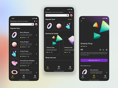 Shopping Gummy Mobile App Design: IOS UX/UI Designer 3d appdesign appdevelopment colorfuldesign creativedesign digitaldesign ecommerce gummycandy interactiondesign iosdesign mobileappdesign mobileshopping mobileui productdesign shoppingapp uianimation userexperience userinterface uxui visualdesign