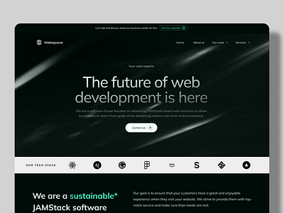 Webspace: website concept for a software house dark theme design figma landing page software house ui ui design uxui web web design web ui website
