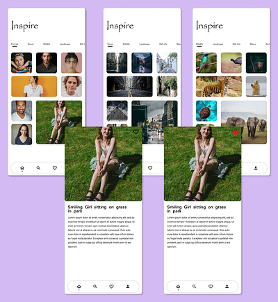 Photo Inspiration App design illustration microinteractions screen transition ui ux