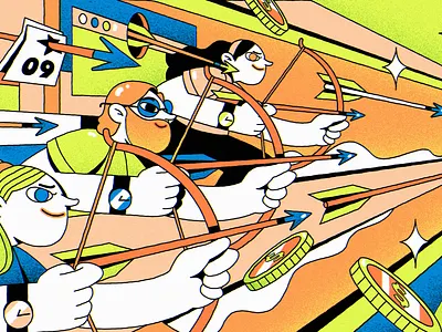 Aim and reach the goal colorful design goal graphic design illustration job managment managment time shedule time time managment