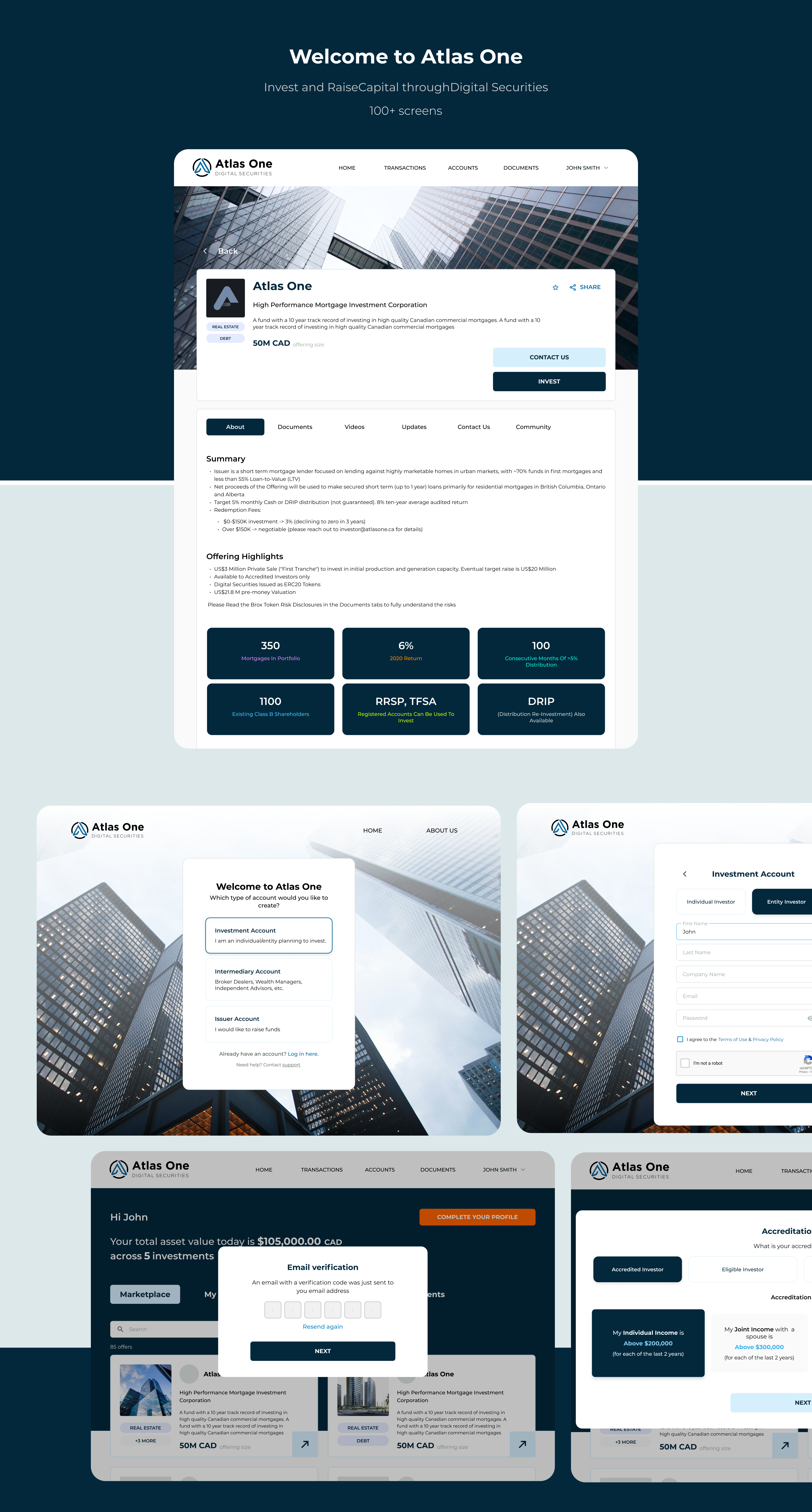 Atlas One | Digital Securities app app design dashboard digital invest investments securities ui