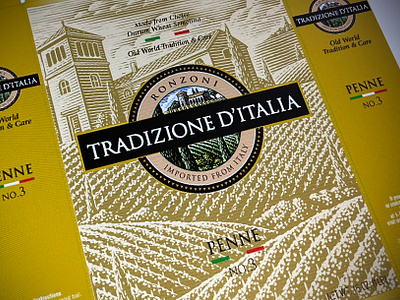 Ronzoni Pasta Labels Illustrated by Steven Noble artwork design engraving etching illustration illustrator ink landscape line art linocut logo pen and ink scratchboard steven noble woodcut