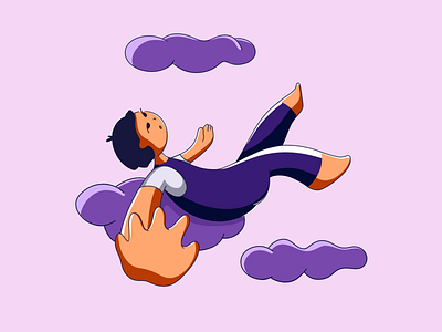 your dreams 2d art boy character children dreams flat fly illustration purple raster sky violet