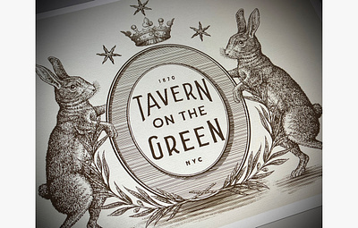 Tavern on the Green Easter Illustrated by Steven Noble animals artwork brandmark design engraving etching illustration ink line line art logo logos pen scratchboard steven noble vintage woodcut