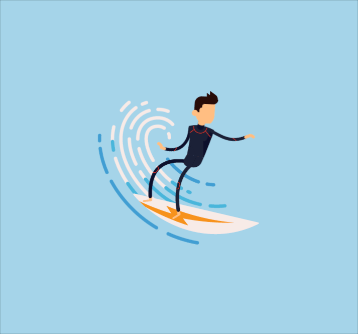 Surfing illustration looping motion ui