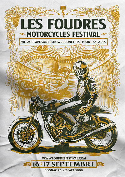 Les Foudres Poster branding dirtbike flyer graphic design illustration motobike motocross motorcycle poster screenprint