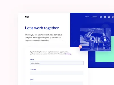 NGP ✸ Contact contact design form grid landing personal photo photography typography ui ux web website work