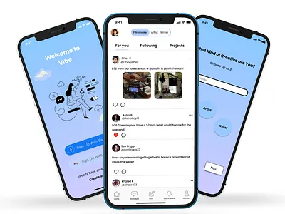 Vibe: A Social Media App to Connect Creatives IRL app design illustration ios typography ui ux