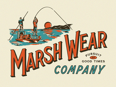 Marsh Wear Company Apparel Concepts apparel branding design drawing fishing fly fishing graphic design illustration lettering logo marsh wear type vector