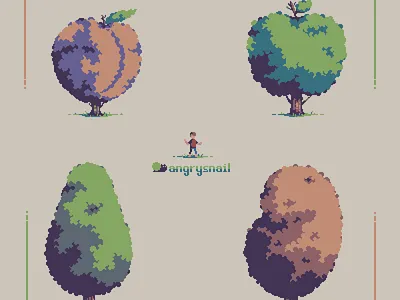 Fruit trees! 16bit 8bit aseprite design environment design environmentart environmentdesign fruitart gameart gameasset illustration memeart minimalistart pixel art pixelart retroart treeart treeartwork treeporn trees