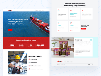 Logistics UI design solution blue branding design landing page logistics red ship ui design uidesign website design