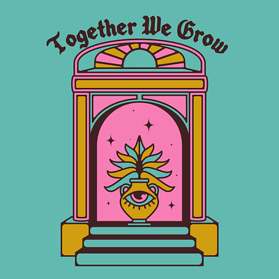Together We Grow branding design designer flowers graphic design icon illustration logo portal trippy vase vector