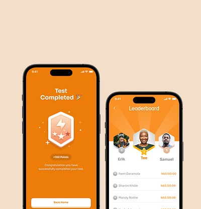 Gamified Test Screens Explorations app development clean cleanui design education leaderboard medal product design quiz ui ux