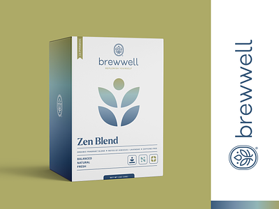 Brewwell - Zen Blend alcohol beer beverage botanicals box branding cannabis coffee design floral gradient icon illustration logomark minimal natural packaging tea typography zen