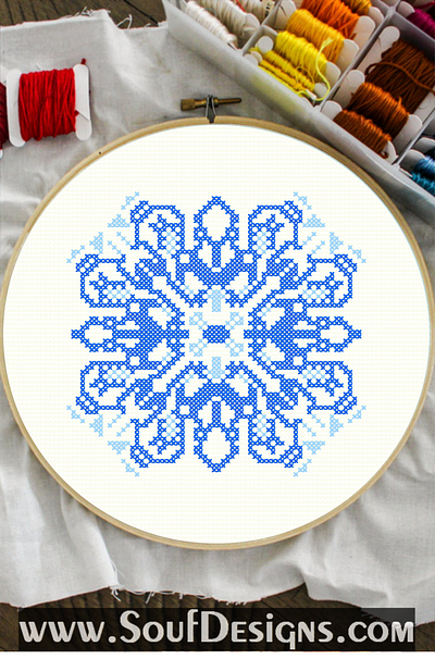 Blue Traditional Embroidery Cross Stitch Pattern embroidery