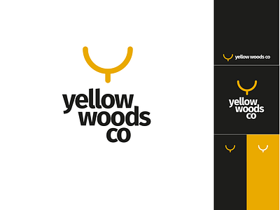 yellow woods co branding design flat icon logo vector