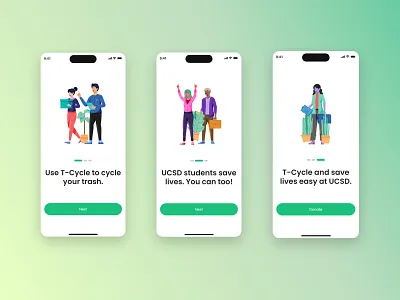 T-Cycle app branding design graphic design green design illustration logo mobile design student network typography ui ux vector