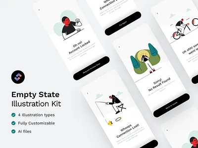 Assetify - Empty State Kit asset design illustration illustration kit kit lottiefiles minimalist ui ui kit