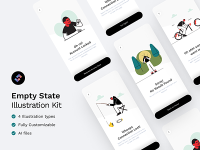 Assetify - Empty State Kit asset design illustration illustration kit kit lottiefiles minimalist ui ui kit