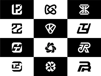 monogram logofolio. black, white, minimalist a b c d e f g h i j k l m n o p abstract logo b c f h i j k m p q r u v w y z brand identity ecommerce fintech graphic design it logo letter mark monogram logo design logo designer logo ideas logo inspirations software symbol tech company technology typography vector virtual reality