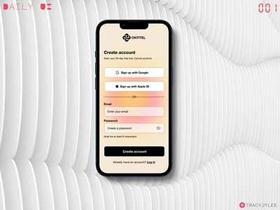 Daily UI 001: Ontitel Sign Up screen for iOS app dailyui dailyui001 design product design ui ux uxui