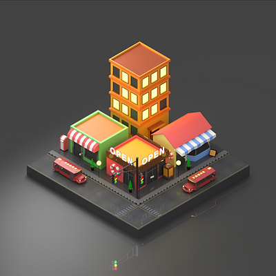 3D Building Isometric 3d 3dart 3disometric 3dmodelling animation building design figma graphic design illustration isometric traffic ilustration ui